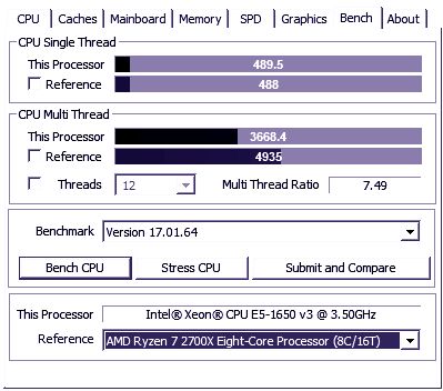 CPU-Z Intel Xeon E5 1650v3